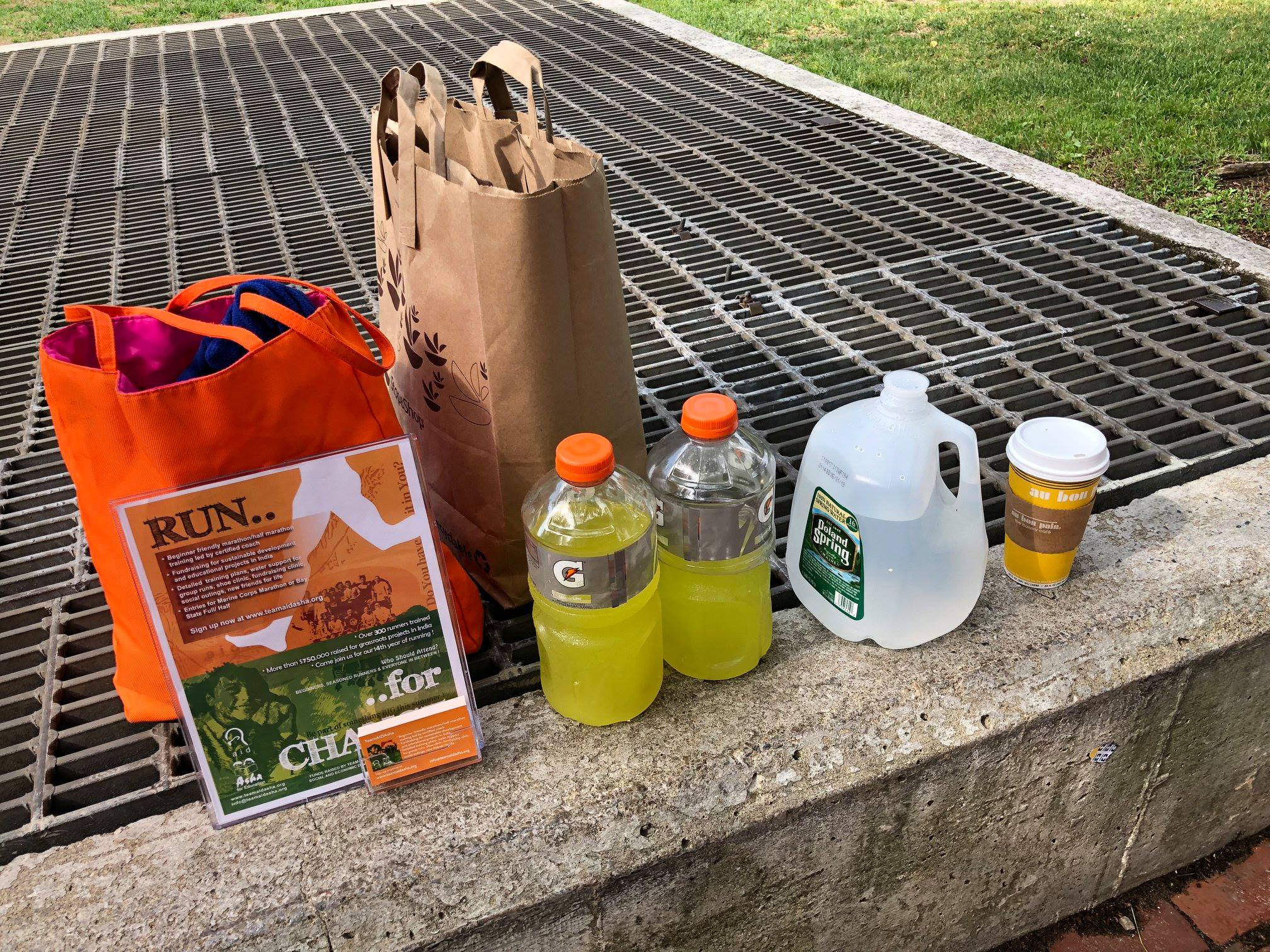 Warm-up stretches by the river